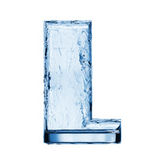 One letter of the alphabet. Water splash in a glass