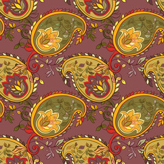 beautiful colorful paisley seamless background