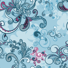 floral seamless background with swirls
