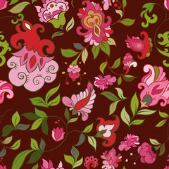 Fototapeta na wymiar Vector retro floral seamless pattern