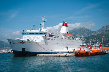 Fototapeta na wymiar The passenger ship in port