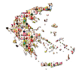 map of greece with a lot of people portraits - 42925029