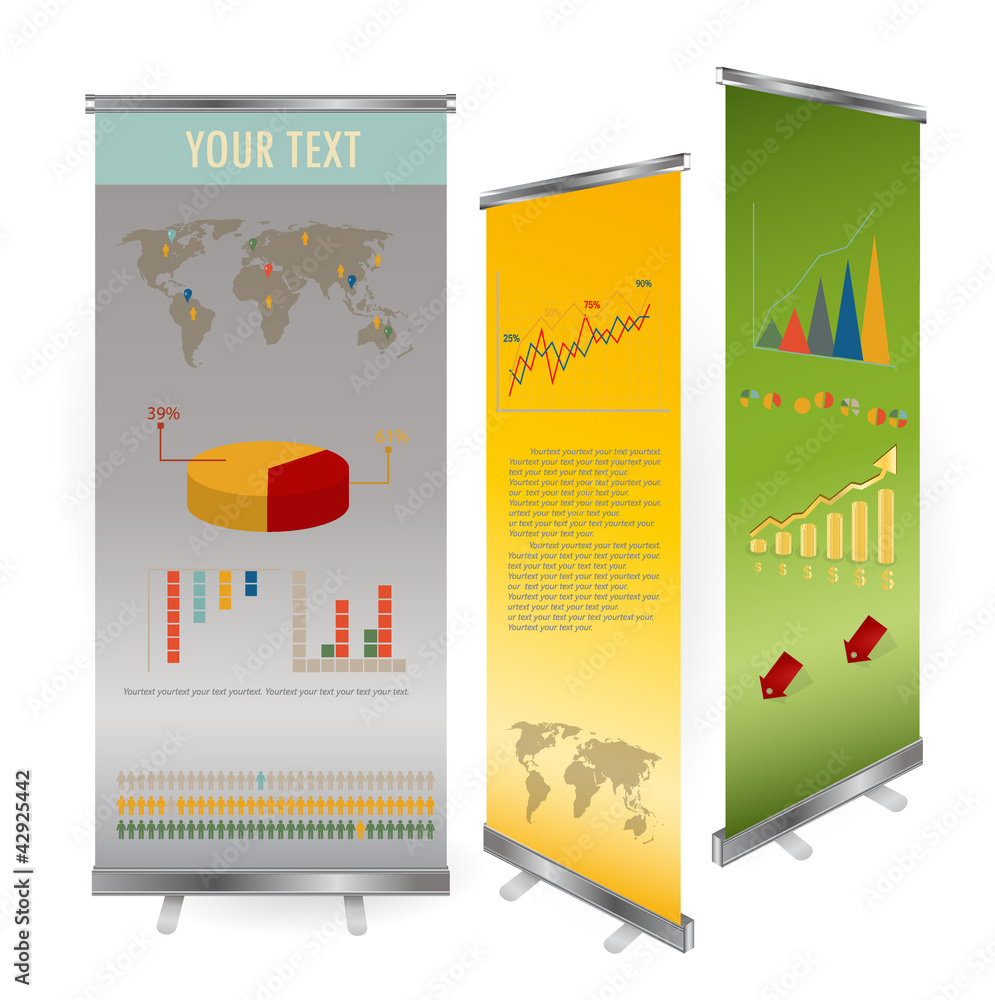 Poster Vector blank roll up banner display template for designers