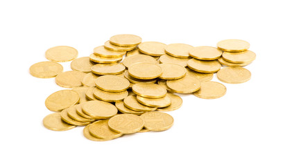 golden coins isolated on white