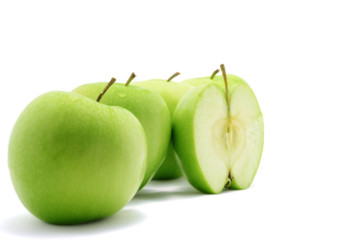 Fresh green apples isolated over white
