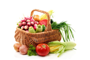 Summer vegetables in basket.