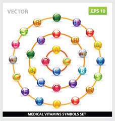 Obraz premium colored and creative vector vitamins set