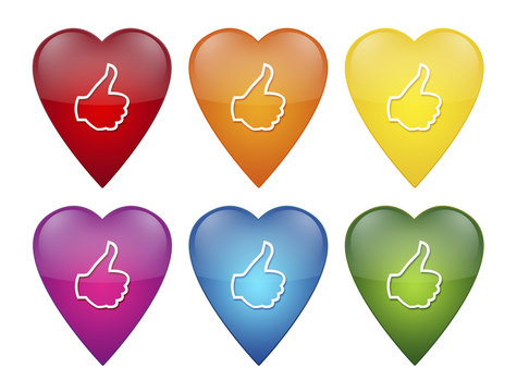 Botones corazones "Me gusta"