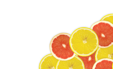 Abstract background of citrus slices. Closeup. Studio photograph