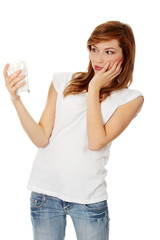 Young woman drinking cold drink.