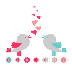 Two birds in love valentine card