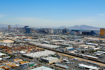 Industrial buildings and businesses surrounding Las Vegas