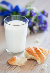 Croissant and glass of milk