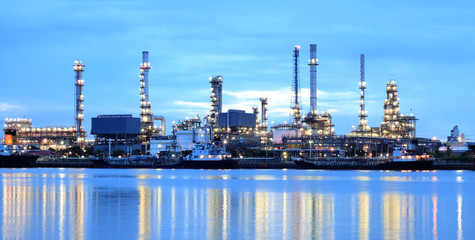 Refinery plant area at twilight Panorama