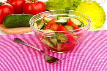 Fresh salad with tomatoes and cucumbers