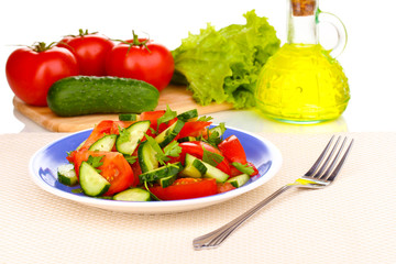 Fresh salad with tomatoes and cucumbers