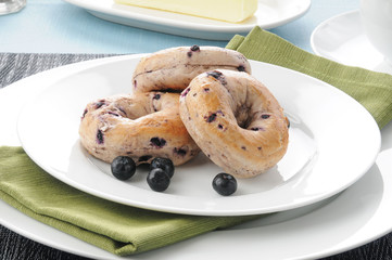 Bagels with fresh blueberries