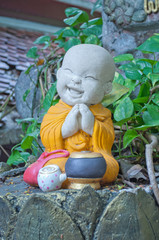 Earthenware of child monk,Buddha statue,Public art