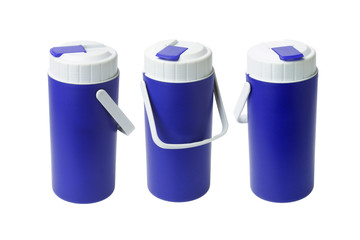 Three Blue Plastic Containers