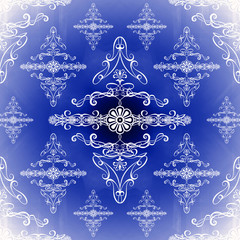 Luxury Blue Floral Wallpaper
