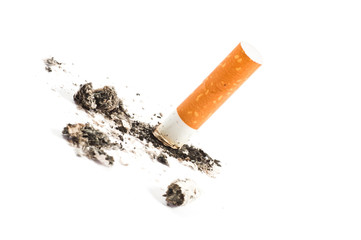 cigarette butt on white