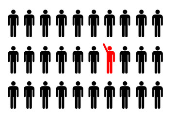 a man is raising his hand on group