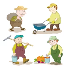 Keuken foto achterwand Boerderij Cartoon: tuinmannen werken