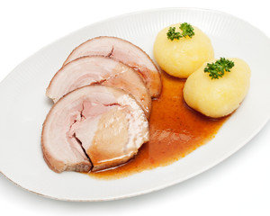 Spanferkelrollbraten, Kartoffelklöße