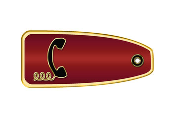 Etiqueta roja oro teléfono
