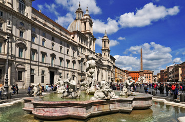 Fototapeta premium Roma, Piazza Navona e fontana del Moro
