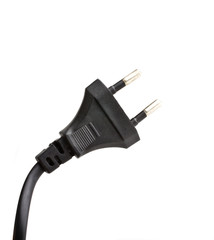Black electric cable and plug