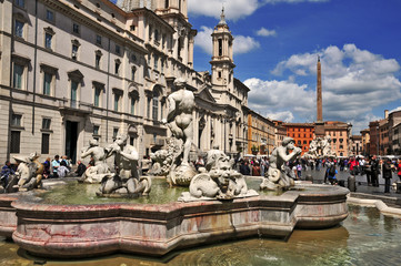 Naklejka na ściany i meble Rzym, Piazza Navona i Fontanna Moor