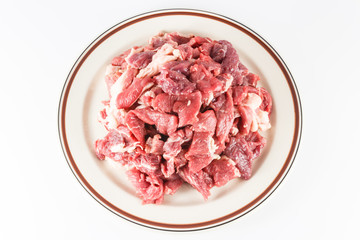 Slices of raw beef