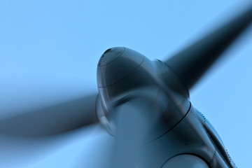 Closeup view of a wind turbine