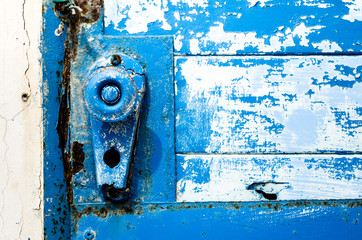 old handle on wood door