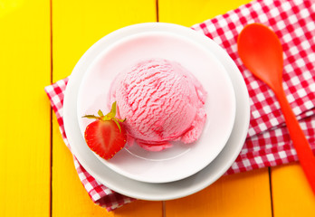 Country meal of strawberry icecream
