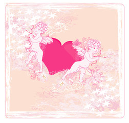 happy valentines day card with cupid