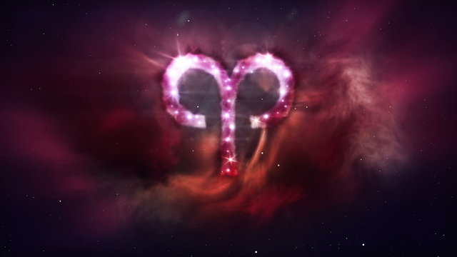 Aries as a astrological sign, depicted as a beautiful nebula.