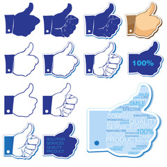 Thumbs up tag cloud icon set