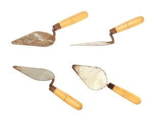 Rusty trowel set isolated on white background