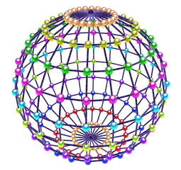 Abstract multi-coloured glass spheres