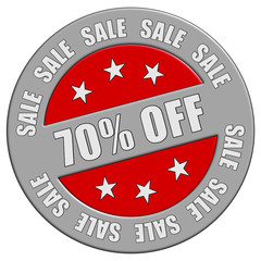 Schild graurot rund cu rt SALE -70 PROZENT