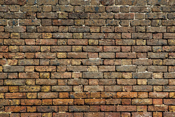 Old dirty brick wall background front view
