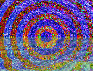 abstract round mosaic reflected in water