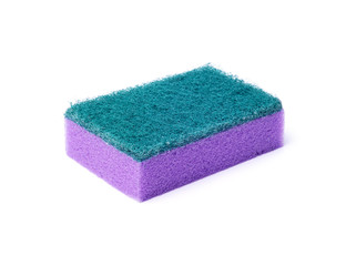 The purple sponge for cleaning isolated on white background