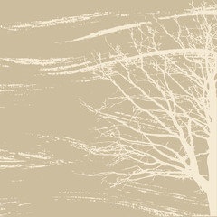 tree silhouette on brown background