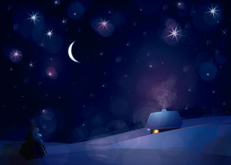 Fototapeta premium Vector of winter landscape. Merry Christmas! Happy New Year!!!