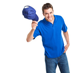 Man taking off his hat as greeting