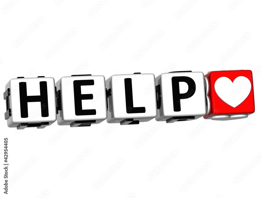Poster 3d help button click here block text
