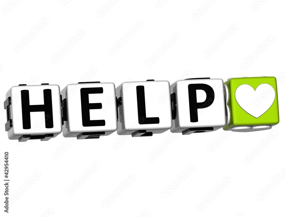 Poster 3d help button click here block text